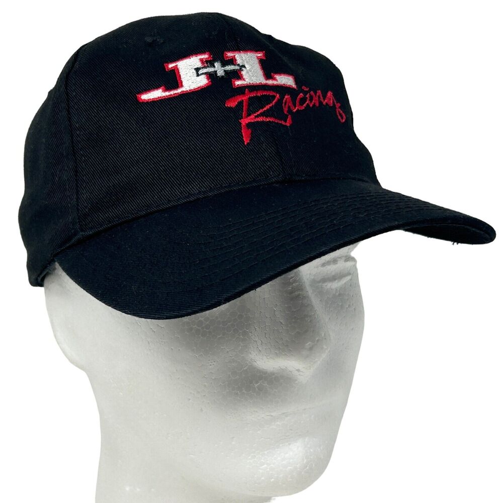Vintage JL Racing Hat Cap Black 90s Motorsports Auto Racing J&L 6 Panel Snapback